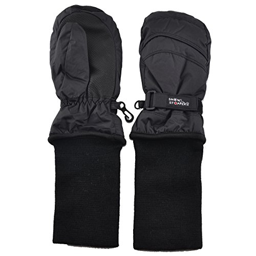 SnowStoppers Kid's Nylon Waterproof Snow Colorful Mittens (Black, Large) - Thumbnail 2