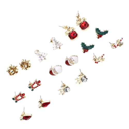 BESTYASH 9 Pares juego de aretes de navidad árbol de navidad artificial ropa de otoño e invierno christmas christmas presents decoraciones para las orejas pendientes aleación