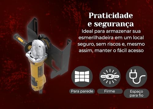 Suporte para Esmerilhadeira e Lixadeira Manual Angular Universal em Aço Carbono Resistente - TLPRO -