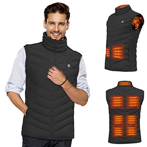 PRUGNA Heated Vest for Men, 9 Heating Pads Warm Heating Vest with Smart Power Management System, Machine Washable