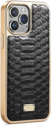 Coque Apple iPhone 14 Pro Max 2022 antichoc en cuir PU motif python Svart