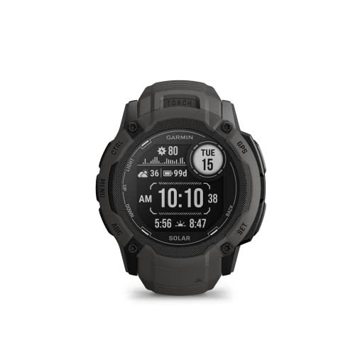 Garmin Instinct 2X Solar, Reloj Inteligente con GPS Resistente al Agua, Carga Solar, Funciones Deportivas, Pulsioximetría, Puntuación de Sueño y Notificaciones del Smartphone, Negro (Reacondicionado)
