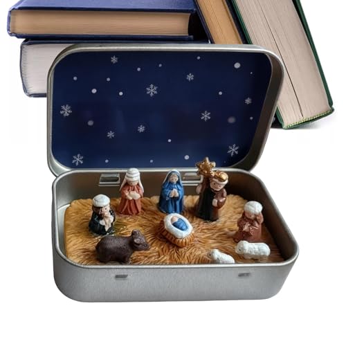 Juego de belén de Navidad, mini figuras de natividad portátiles de Jesús, decoración de Navidad, para escritorio, mesa, chimenea, sala de estar, oficina, granja, fiesta de vacaciones