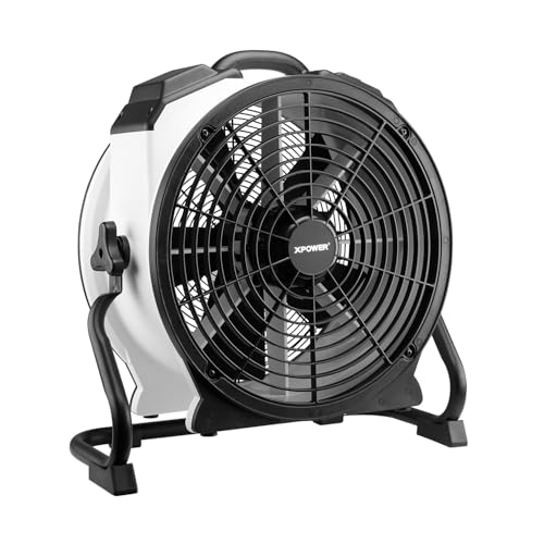 XPower Hochleistungs-Industrie-Hochgeschwindigkeits-Luftbeweger für den ganzen Raum, Luftzirkulator, Mehrzweck-Bodenventilator mit variabler Geschwindigkeit (Weiß, FC-420 2400CFM)