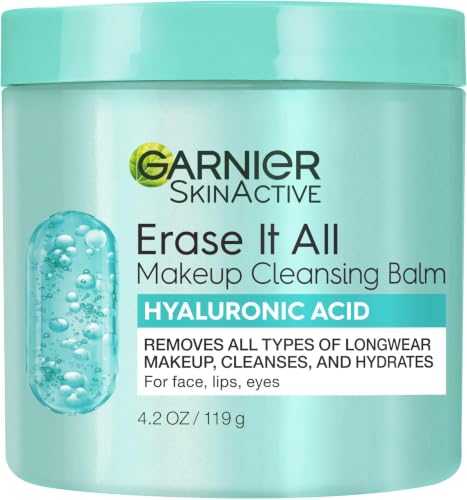 Image of Garnier Erase It All Makeup Cleansing Balm with Hyaluronic Acid, Replumping Facial Cleanser and Makeup Remover, 4.2 Oz (Pack of 6)