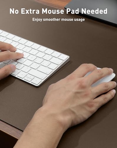Image of Aothia Faux Leather Desk Mat - Large Mouse Pad, Non-Slip PU Leather Blotter, Waterproof Writing Surface for Office and Home (Coffee, 63 inch x 24 inch)