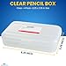 1InTheOffice Clear Pencil Box, Pencil Case Plastic Box, Translucent, Large Capacity, Snap-Tight Lid, 4 Pack