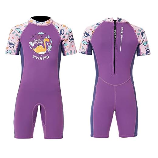 Owntop 2.5mm Neoprenanzug für Mädchen - Kinder Neopren Kurzarm EIN Stück Thermo-Schwimmanzüge Reißverschluss Hinten UV-Schutz Stretch Bademode für Kinder Wassersport, S