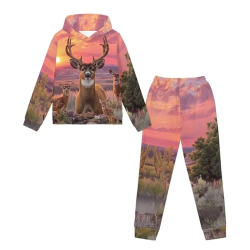 Girls Fall 2 Piece Outfits Age 5-12 Kids Novelty Hoodie and Sweatpant Set Casual Long Sleeve Hooded Tracksuit