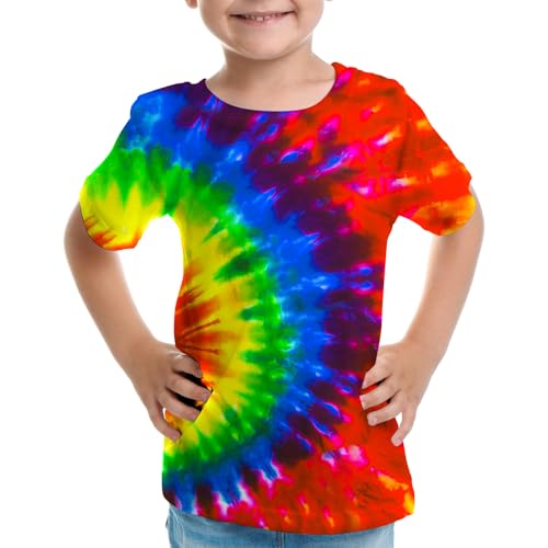 Image of Big Kids Tie Dye Shirt for Boys Girls Short Sleeve Hippie Tshirt Senior Tee