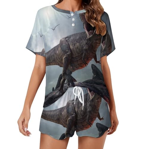 Pyjama femme dinosaures vêtement de nuit ete contre transpiration
