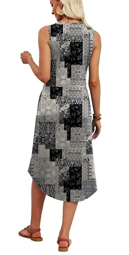 Image of WIHOLL Summer Dresses for Women 2026 Button Front Sleeveless Casual Midi Dress Beach Vacation Sundresses with Pockets