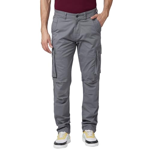 Image of Spykar Mid Rise Regular Fit Trousers for Men