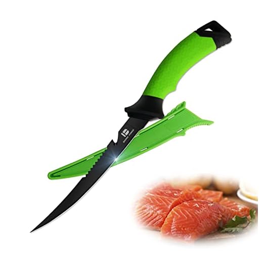 Fishing Filet Knives 8.3“, Professional Bait Knives for Filleting Fish and Boning Meat, Sharp Stainless-Steel Non-Stick Coating Blade, Non-Slip Handles&ABS Protective