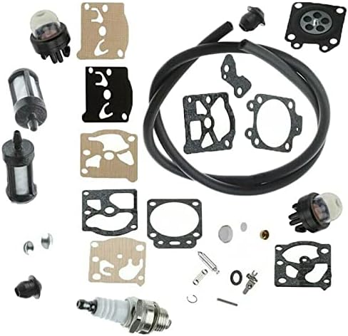Another view of the Odashen String Trimmer Carburetor Repair Kit components, showing various small parts and seals.