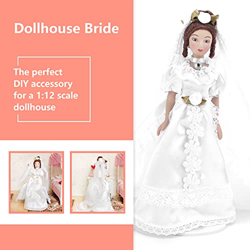 Figura de casamento em miniatura, casa de bonecas de porcelana requintada pessoas realistas para dec