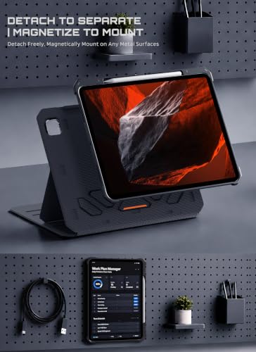 Image of SUPCASE for iPad Pro 13 Inch Case (M5 /M4) 2025 /2024 with Pencil Holder, [Adjustable Stand] [Detachable Back Cover] [Auto Wake /Sleep] Rugged Magnetic Protective Case with 6 Viewing Angles, Black