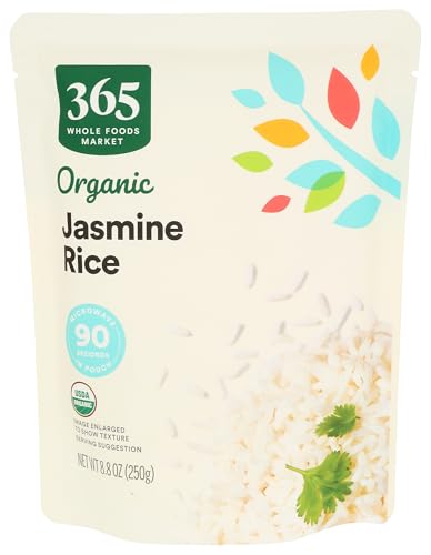 365 by Whole Foods Market, Organic Jasmine Rice, 90-Second Microwave in Pouch, 9...