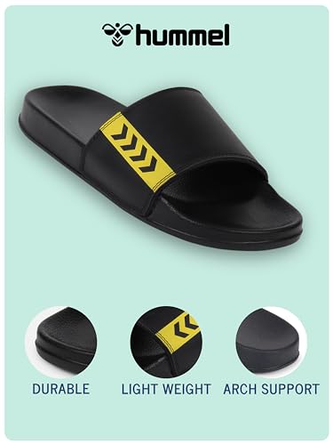 Image of hummel CHUNK MEN SLIDERS Comfortable Cushioned Sole Arch Support Durable Lightweight Flexible Trendy Style Flip flops and Slippers Slides for Men Daily use Chappal