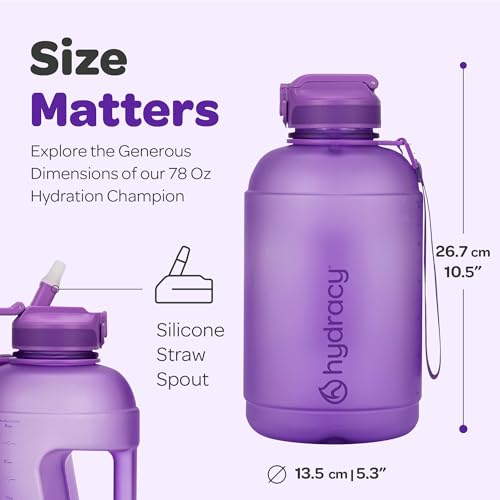 Image of Hydracy Water Bottle with Storage Sleeve and Straw- Large Half Gallon 78 Oz BPA Free Motivational Water Bottle with Time Marker -Leak Proof Gym Bottle -Ideal Gift for Fitness or Sports & Outdoors