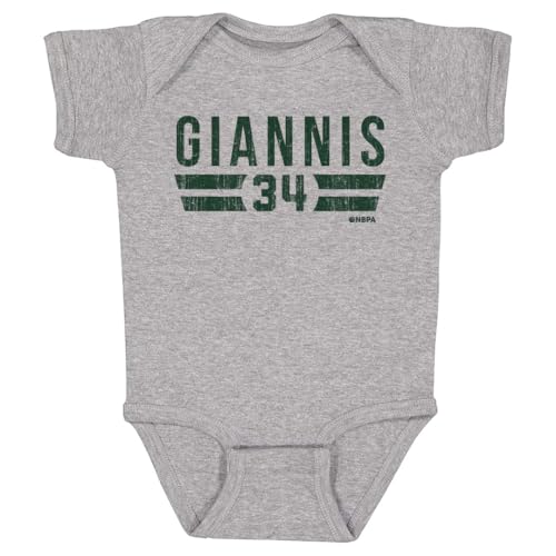 500 LEVEL Giannis Antetokounmpo One-Piece Infant Bodysuit - Giannis Antetokounmpo Milwaukee Font (Heather Gray, 24M)