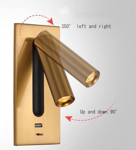 Aplique de pared LED para cabecera y lámpara de lectura con USB 2