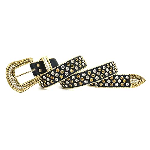 JSEIAJB Rhinestone Belt Men's Rivets Inlaid Alloy Pin Buckle Hip-hop Street Boyfriend Pants Belt2