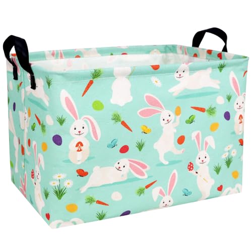 Image of Large Empty Easter Basket for Kid Fabric Personalized Bunny Eggs Easter Gift Basket for Boy and Girl (Rabbit Magician Easter Egg)