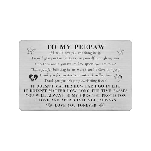 Yobent Peepaw Fathers Day Card Gifts for Men, Happy Peepaw Birthday Wallet Card from Grandkids, Personalized Thanksgivng Gift from Grandchildren