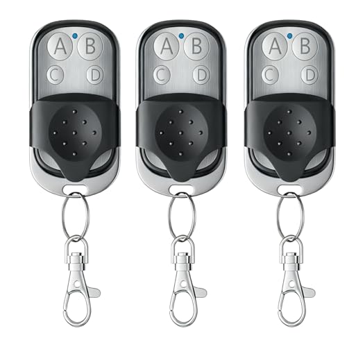 3Pcs Mando Garaje Clonador Universal 433.92Mhz, Mando a Distancia Duplicador con 4 Botones, Puerta Garaje Codigo Fijo Control Remoto Inalámbrico Automático Garage Gate Openers- Incluida Batería