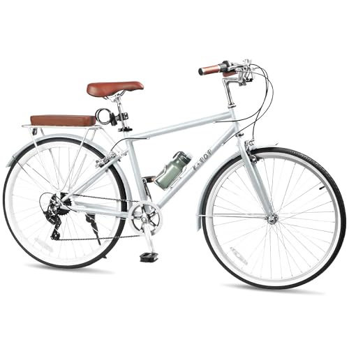 Bggfnz 26 Inch Beach Cruiser Bike Men And Women, 7-Speed Beach Bikes For Adults, Mens Bicycle With Removable Basket And Water Cup, Complete Cruiser Bikes Dual V-Brake cover
