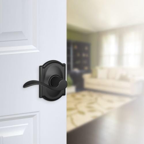 Schlage F10-ACC-CAM Passage Accent Door Leverset with the Decorative Camelot Ros, Antique Pewter