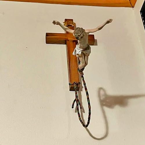 Jesús Cross de Madera Escultura Hecha a Mano un Regalo Religioso Original y Único 4