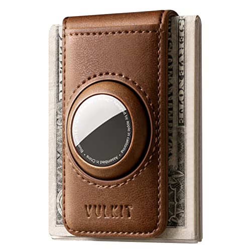 VULKIT Men's Magnetic Money Clip with Airtag Holder - Airtag NOT Included- Holds Up to 15 Cash or 8 Cards