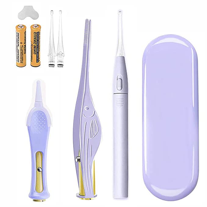 HASTHIP® 3Pcs LED Light Ear Cleaner Kit With Metal Storage Box,Earwax Spoon Digger & Tweezers for Adults and Kids Ears Cleaning,Batteries Included-picture-21