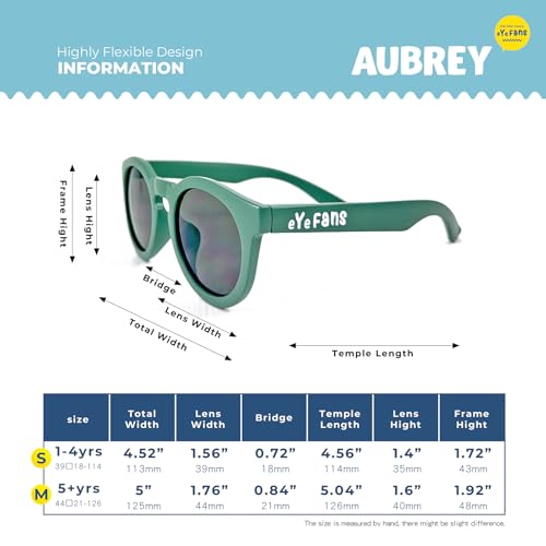AUBREY Cute Round Kids Sunglasses Boys Girls Toddlers, Retro Sport Bendable UV400 TPEE Frame BPA-free, 2 Sizes Age 1-3 & 4-84
