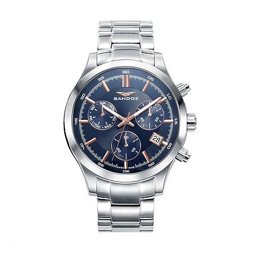 Sandoz 81383 37 Reloj Hombre Cuarzo Suizo Crono Tamaño 43 mm Brazalete