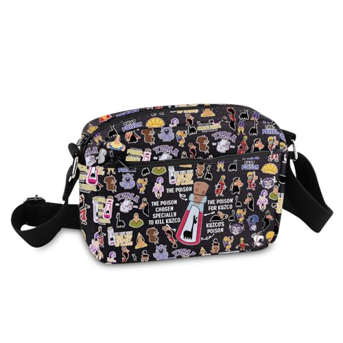 Kuzco Cartoon Inspiration Messenger Bag Poison Kuzco Carry-on Bag Llama Sack Emperors Gift Yzma Crossbody Purse Bag For Fans (KuzcoHengCrossBlk)