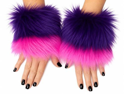 Bianna Cheshire Cat Costume Accessories Hot Pink Purple Faux Fur Items Furries Made in USA (Wrists Adult S/M)
