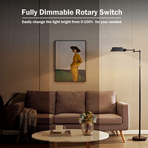 Gyrovu Dimmable Led Pharmacy Floor Lamp For Living Room, Full Range Dimming Bedroom Floor Lamp, Adjustable Height Standing Lamp For Bedroom With 350° Swing Arm For Reading, Living Room, Office #TOP3