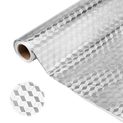 Stove Wall Protector Stove Backsplash Protector for Wall Peel and Stick Backsplash Kitchen Wallpaper Oil Proof Sticker Aluminum Self Adhesive Cabinet Cupboard Liner for Walls (15.7 X 118.1 Inch)