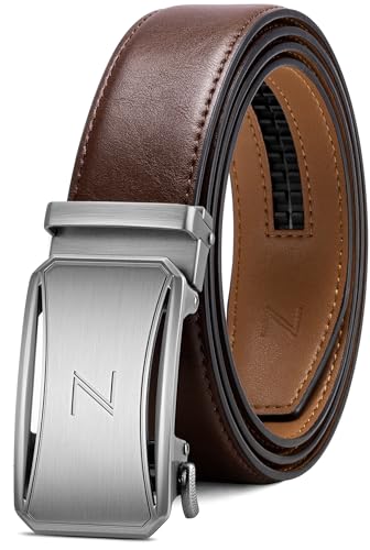 Image of Zitahli Belt Men,Leather Ratchet Belt for Men Dress Casual Every Day with Adjustable Buckle,Trim to Fit For Gift