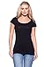 OSSAMI Casual Cotton T-Shirt R-Neck Short Sleeve Tank Top Solid Tee-Black-S