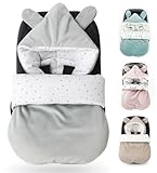 Winterfußsack Fußsack Babyschale Winter Herbst Babyfußsack warm, Einschlagdecke Baby Kinderwagen Buggy universal 3-Punkt und 5-Punkt Gurt GRAU