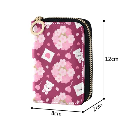 Women's Flowers Floral Bunny Rabbit Credit Card Holder Wallet Leather Zipper Card Case for Ladies Girls 203005752