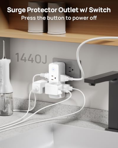 Image of TROND Outlet Extender Surge Protector - 6 AC Outlet Splitter with Switch