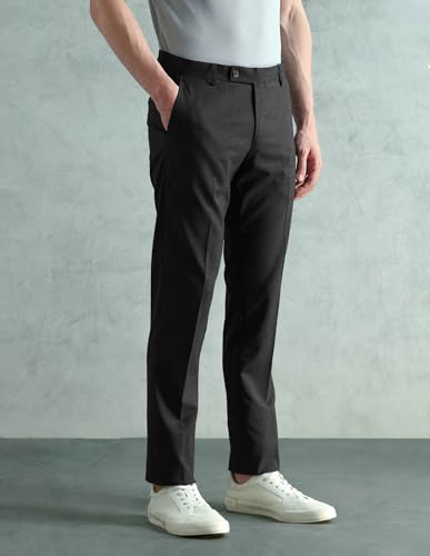 Image of Arrow Men's Tapered fit Textured Trousers