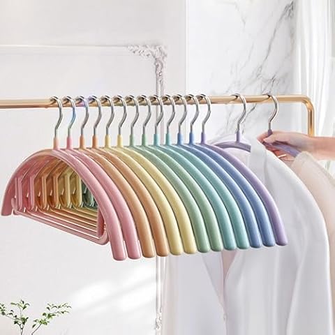 SLMT Coat Hangers Non Slip Sweater Hangers No Shoulder Bump Metal Clothes Hangers for Closet (7) Cover