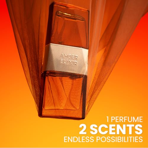 Image of Amber Elixir Long-Lasting, Intense Extrait De Parfum I Dual-Chamber with 2 scents I Premium Fragrance with Spicy Amber Notes I Unisex EDP from France I Gift for Man & Woman, 50ml