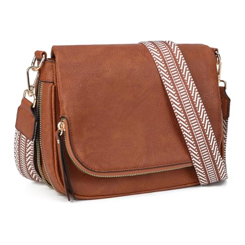 Image of Crossbody Bags for Women Small Pu Leather Over the Shoulder Purses and Flap Cross Body Handbags with Multi Pockets